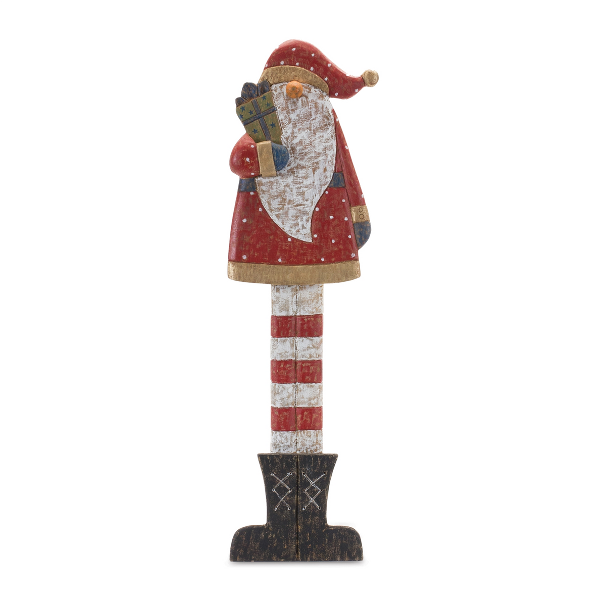 Tall Wooden Santa with Presents 30"H -Ship Only