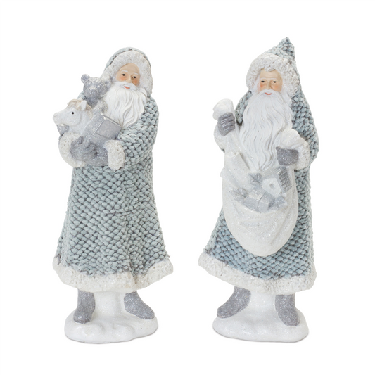 Santa with Sweater Coat Figurine (Set of 2) -Ship Only