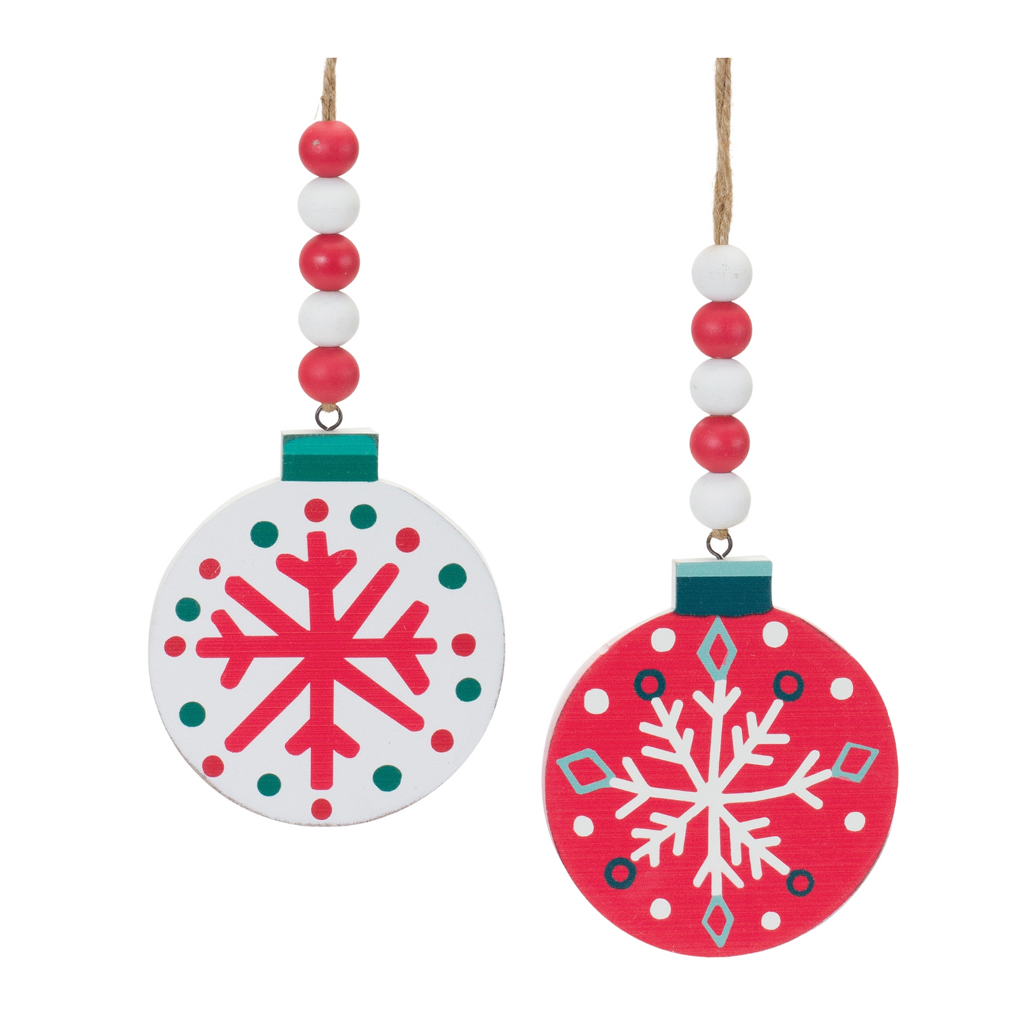 Wood Beaded Snowflake Ornament (Set of 12) -Ship Only