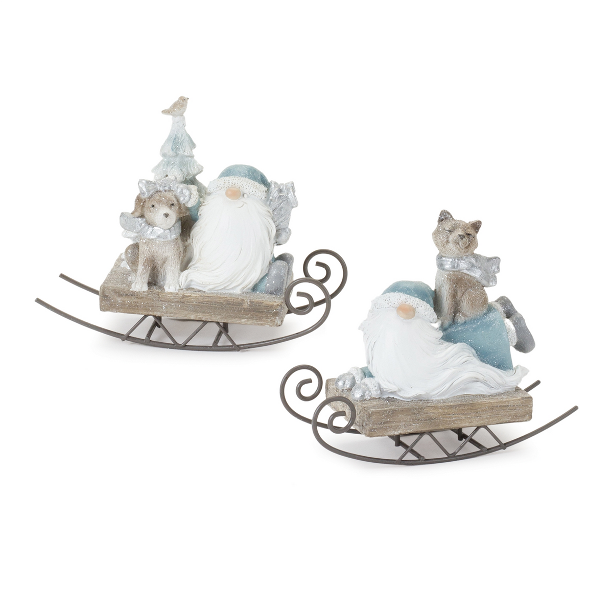 Gnome on Sled Figurine (Set of 2) -Ship Only