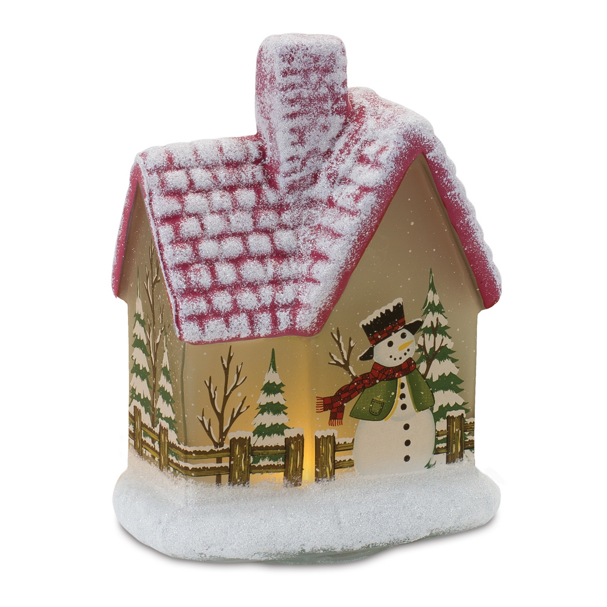 LED Lighted House with Snowman (Set of 2) -Ship Only