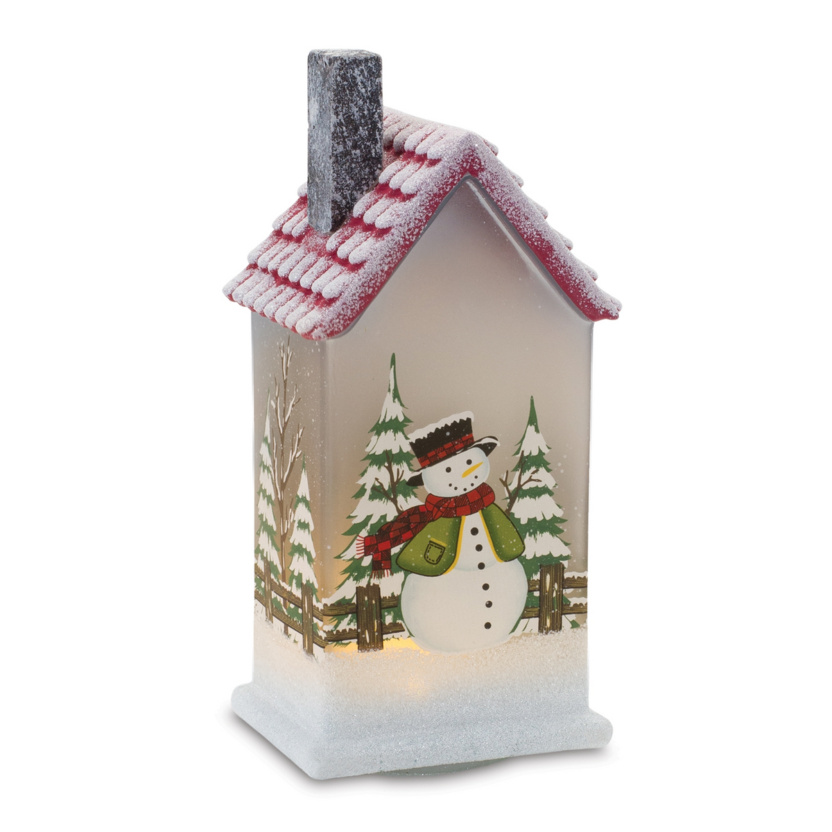 LED Lighted House with Snowman (Set of 2) -Ship Only