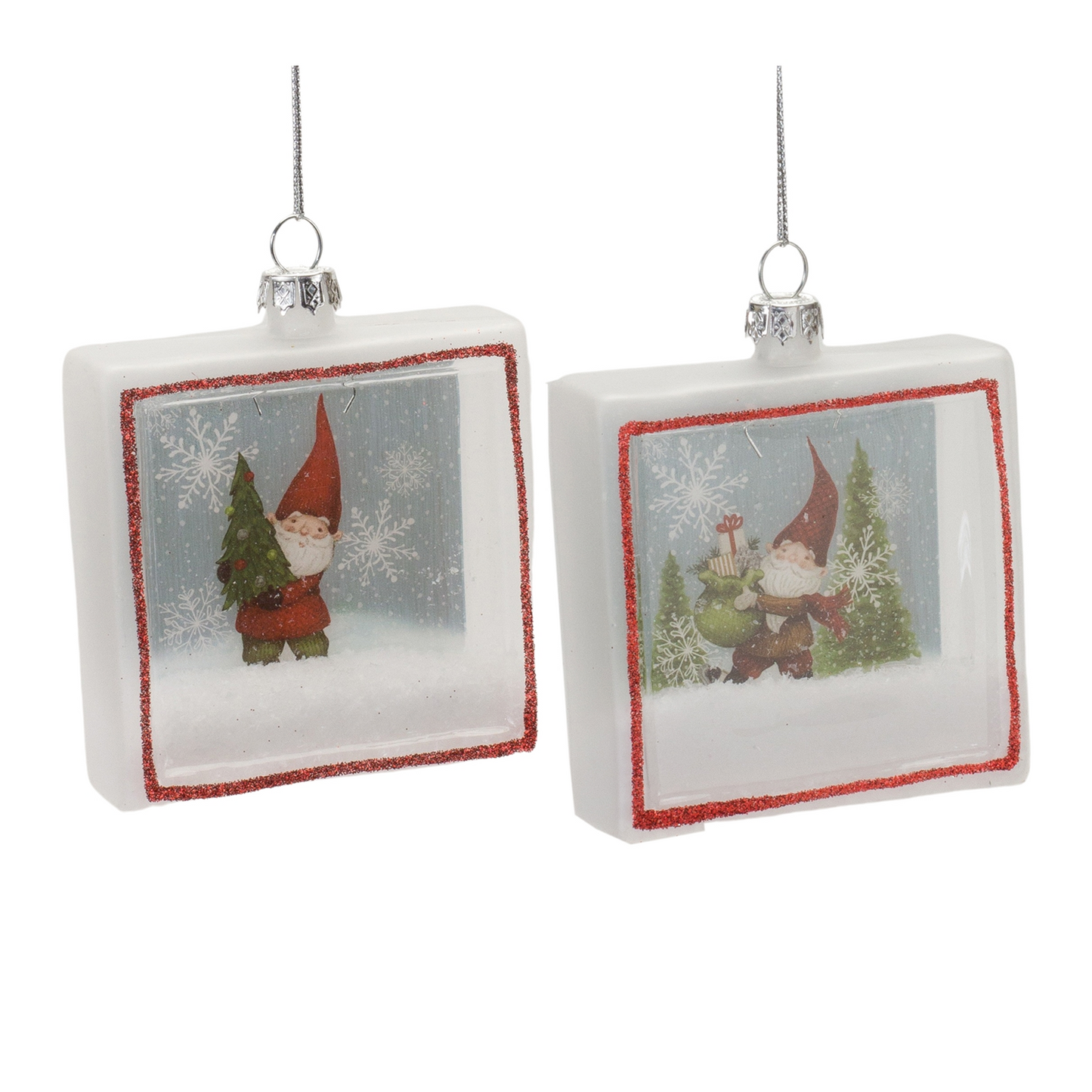 Glass Gnome Shadow Box Ornament (Set of 6) -Ship Only
