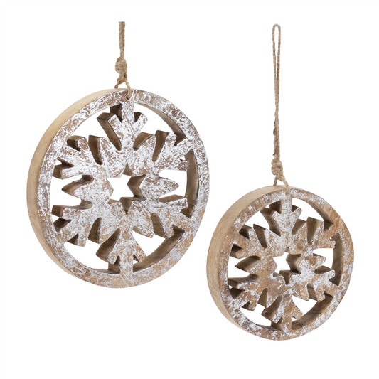 Wood Cut Out Snowflake Ornament (Set of 12) -Ship Only