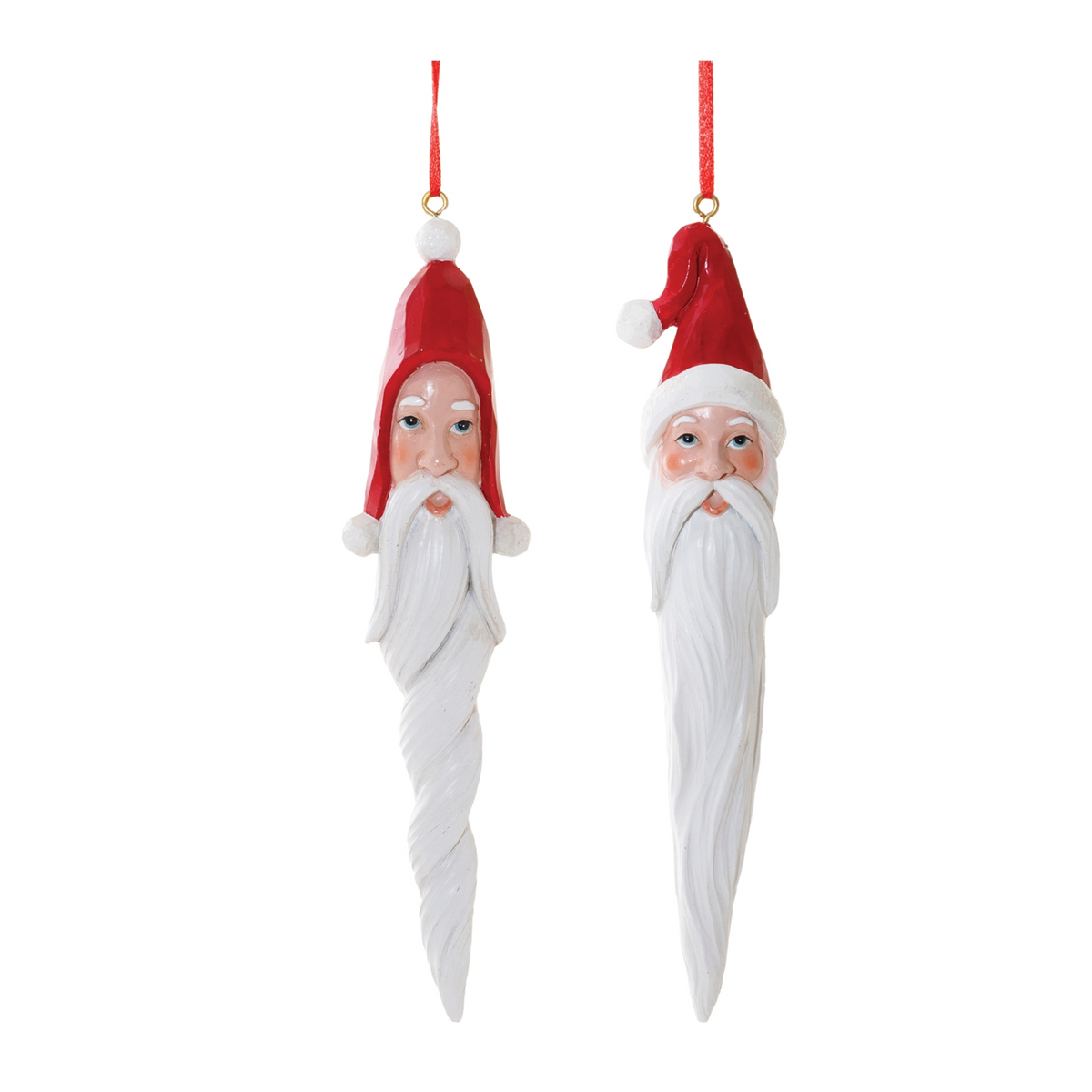 Carved Santa Drop Ornament (Set of 6) -Ship Only
