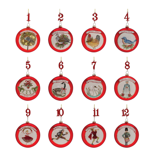 Twelve Days of Christmas Ornament (Set of 12) -Ship Only