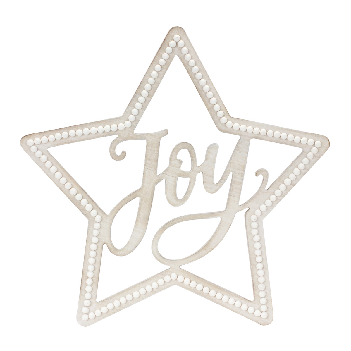 Beaded Wood Star with Joy Sentiment (Set of 2) -Ship Only