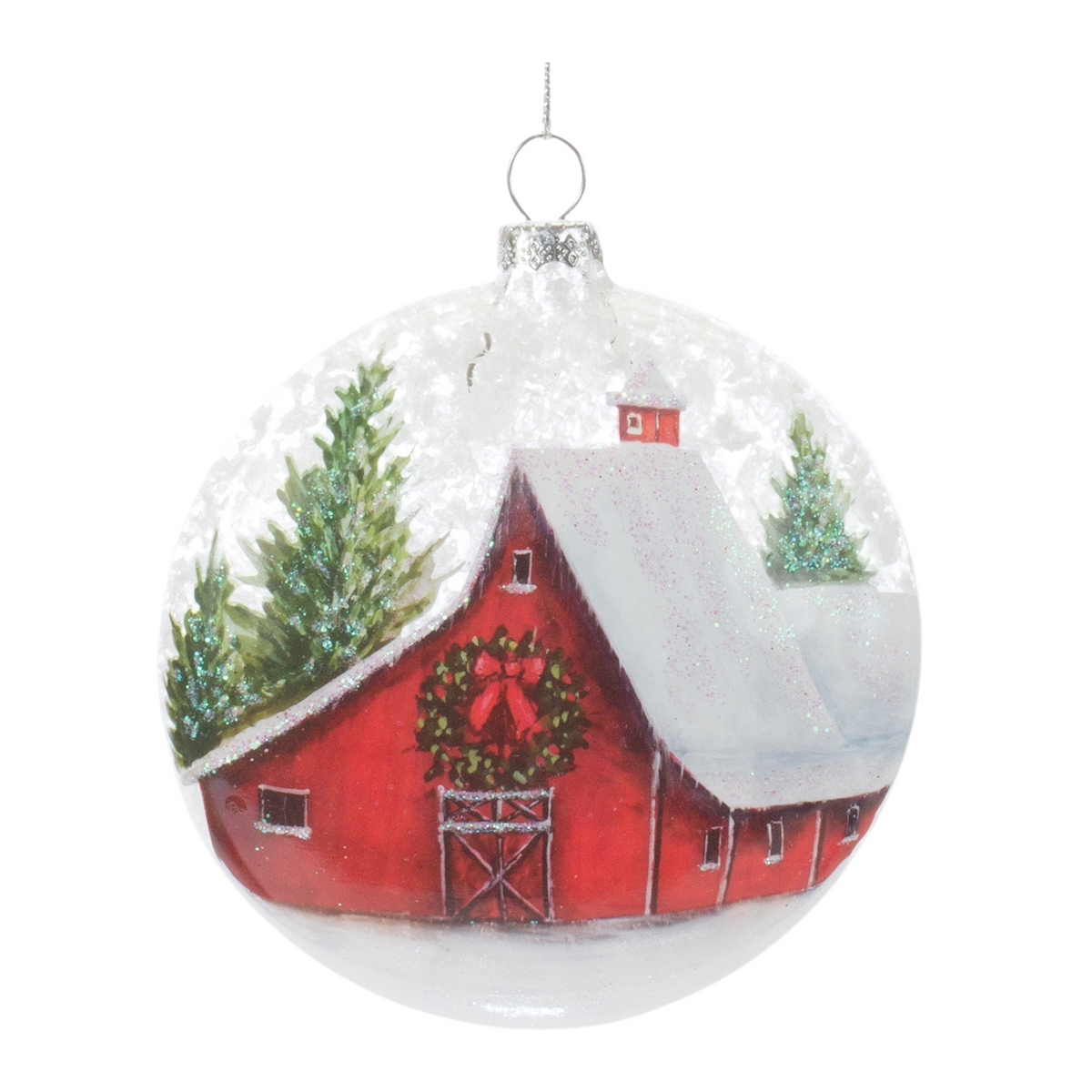 Frosted Barn Ball Ornament (Set of 12) -Ship Only