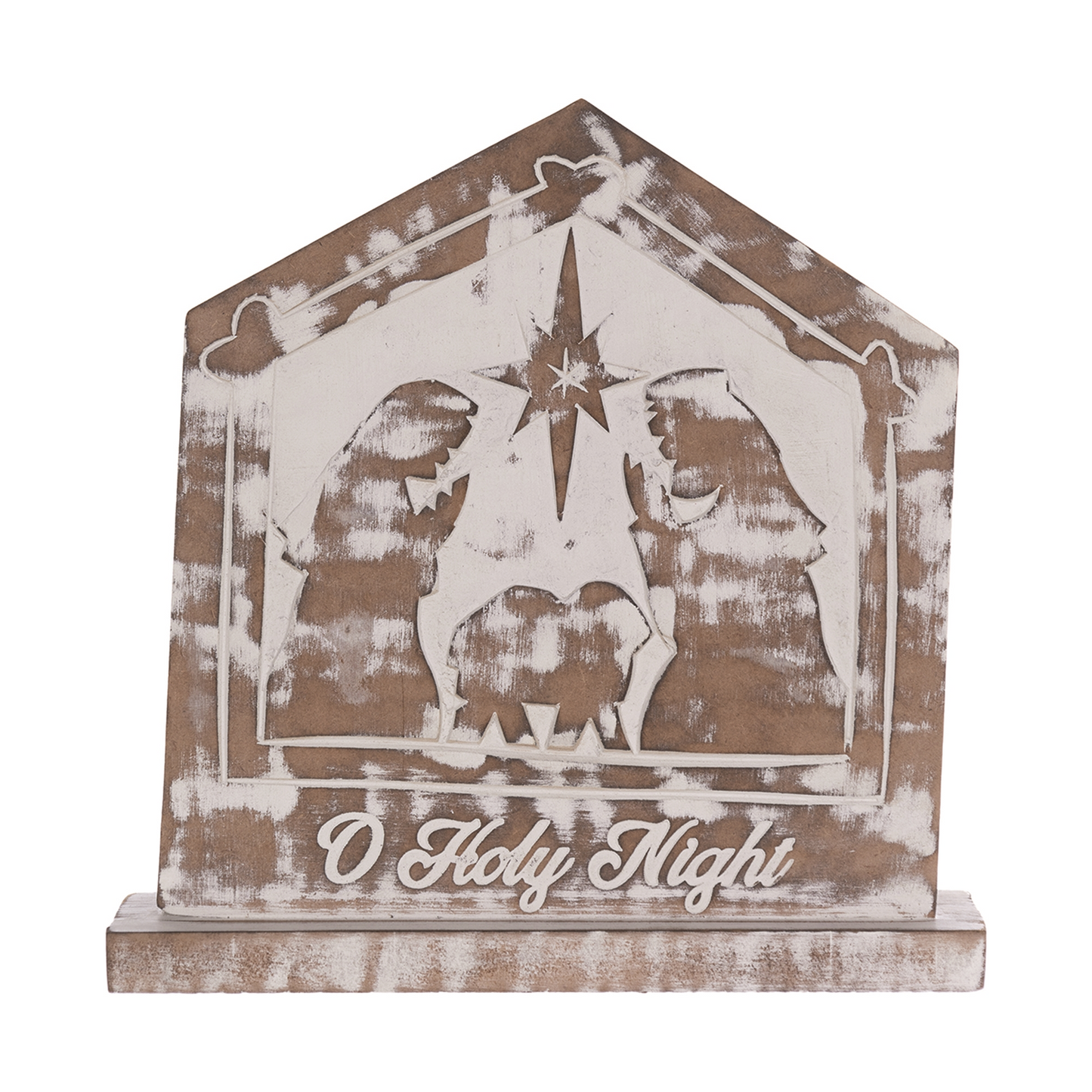White Washed Nativity Sign (Set of 2) -Ship Only