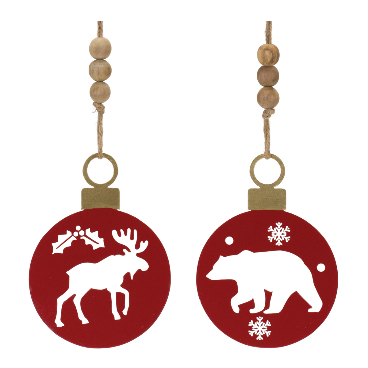Bear and Moose Cut-Out Ornament (Set of 12) 7.5”H Iron -Ship Only