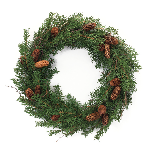 Mixed Pine Cone Wreath 26"D -Ship Only