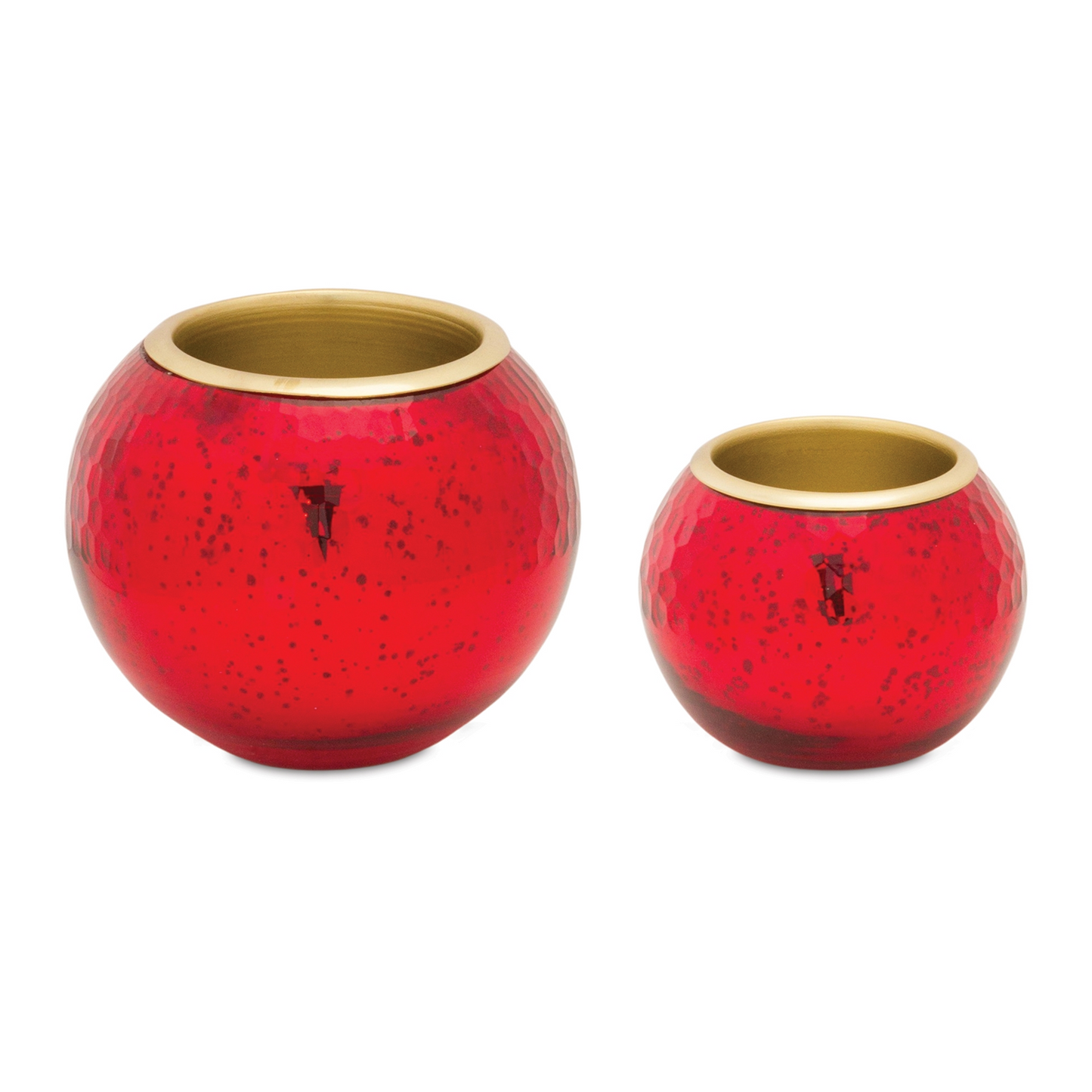 Round Mercury Glass Votive Holder with Metal Insert (Set of 2) -Ship Only