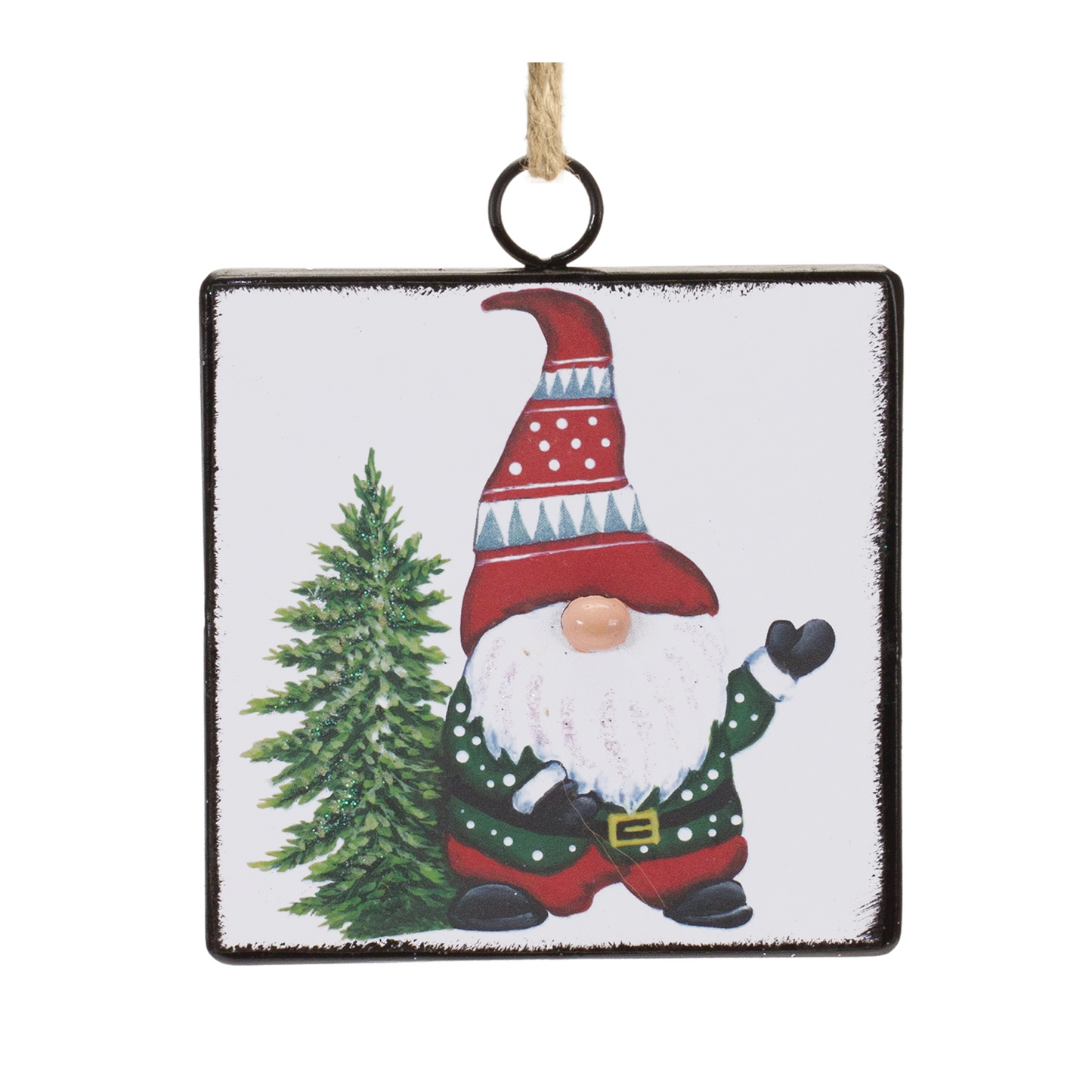 Metal Gnome with Tree Ornament (Set of 12) -Ship Only