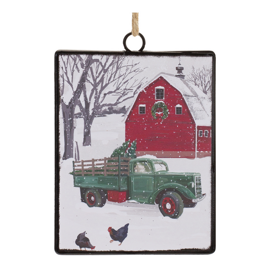 Glass Truck and Barn Ornament (Set of 12) -Ship Only