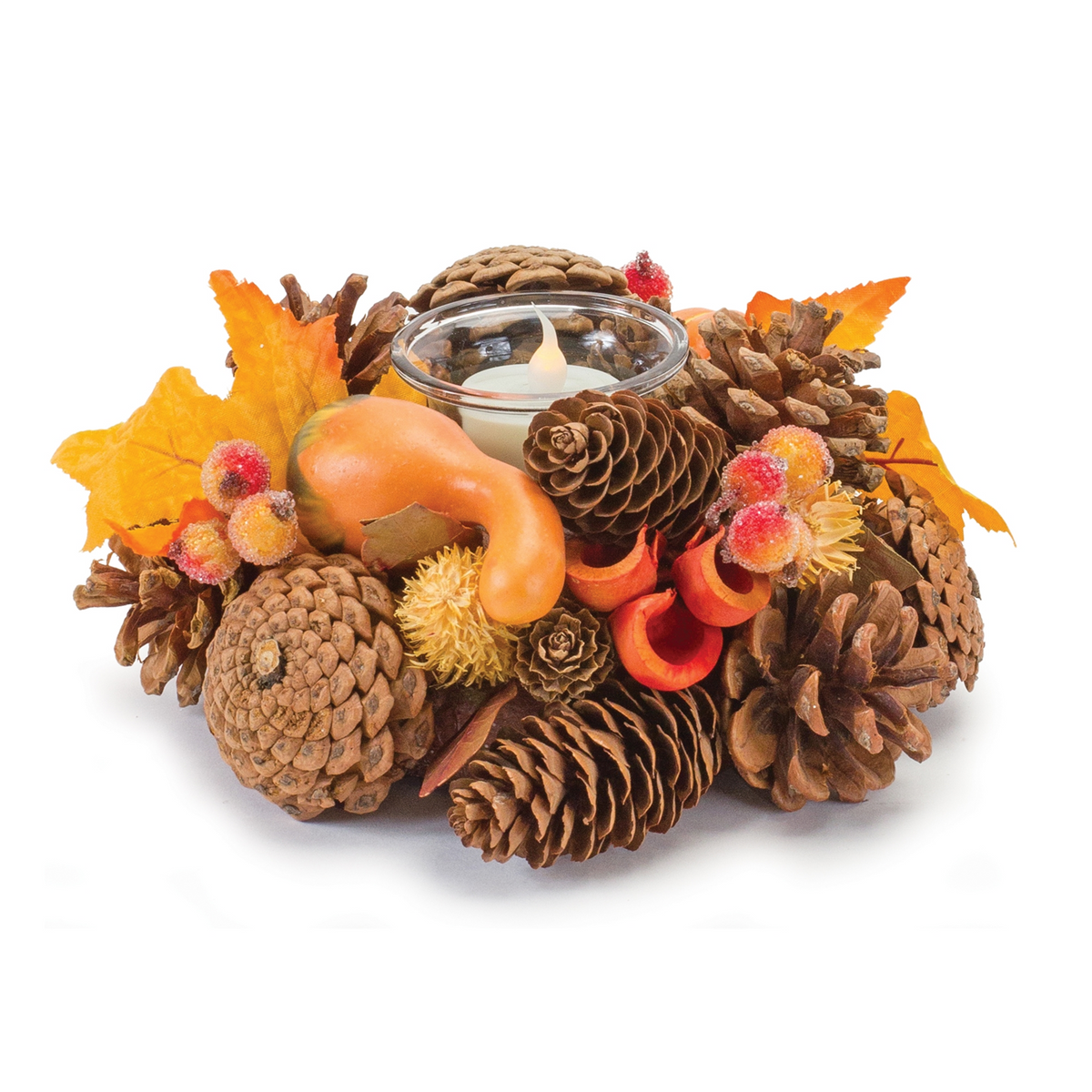 Mixed Pinecone Berry Votive Holder (Set of 6) -Ship Only