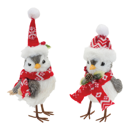Winter Bird with Hat and Scarf Accent (Set of 6) -Ship Only