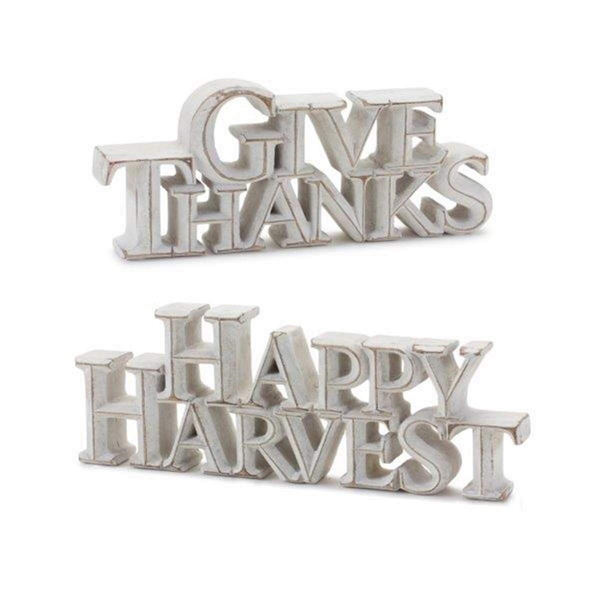 Happy Harvest and Give Thanks Tabletop Sign (Set of 2) -Ship Only