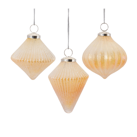 Ribbed Glass Ornament (Set of 6) -Ship Only