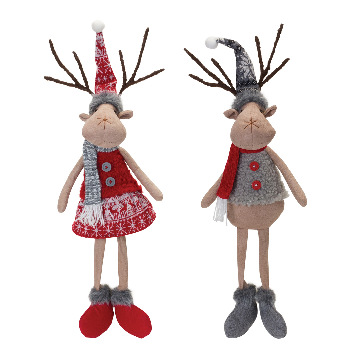 Plush Winter Deer Shelf Sitter (Set of 2) -Ship Only