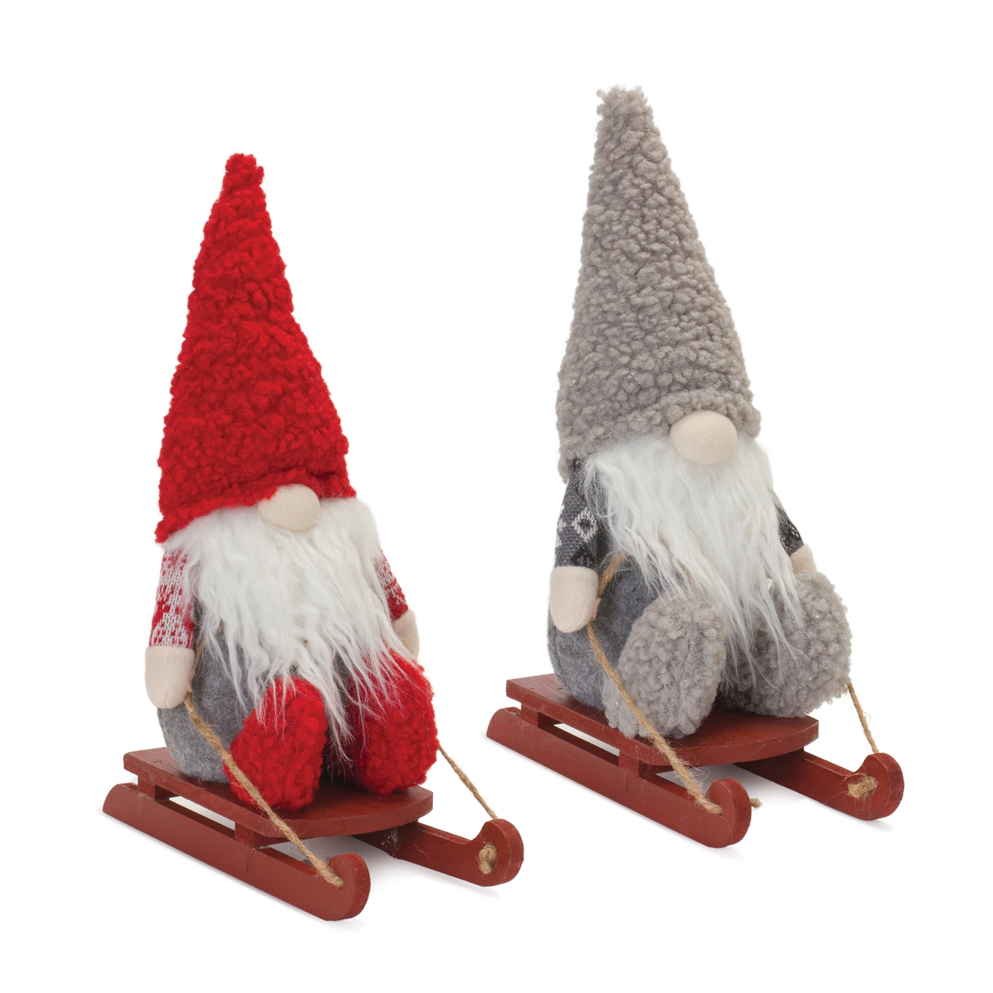 Plush Winter Gnome on Sled (Set of 2) -Ship Only