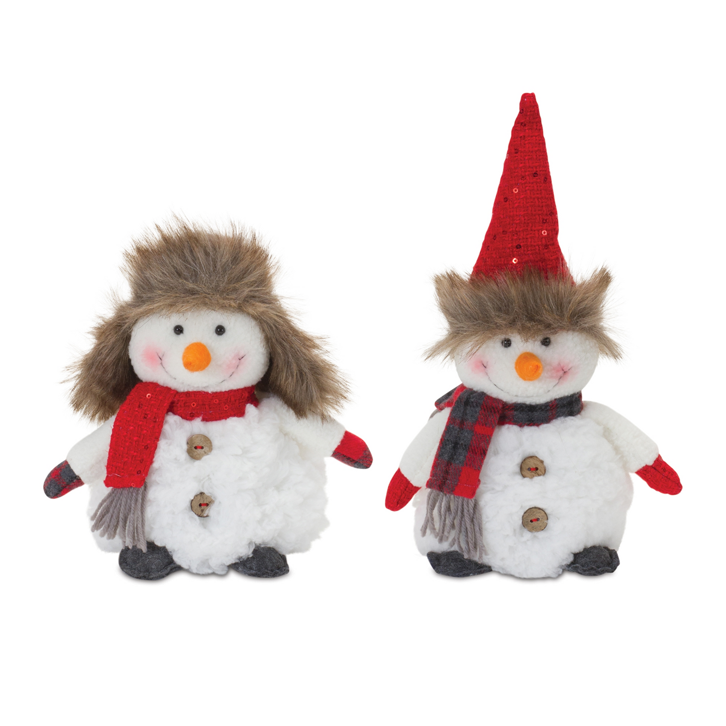 Plush Snowman with Hat and Scarf (Set of 2) -Ship Only