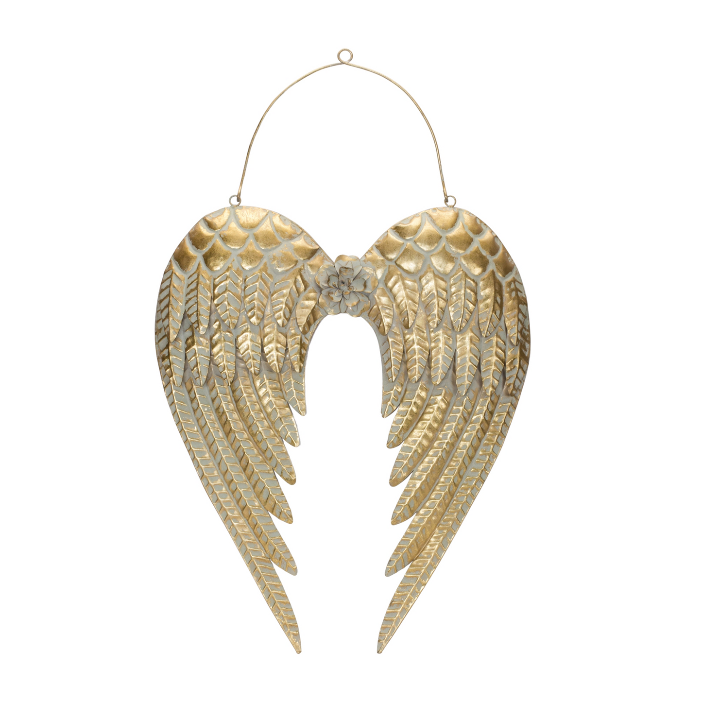 Brushed Metal Angel Wings Ornament 30"H -Ship Only