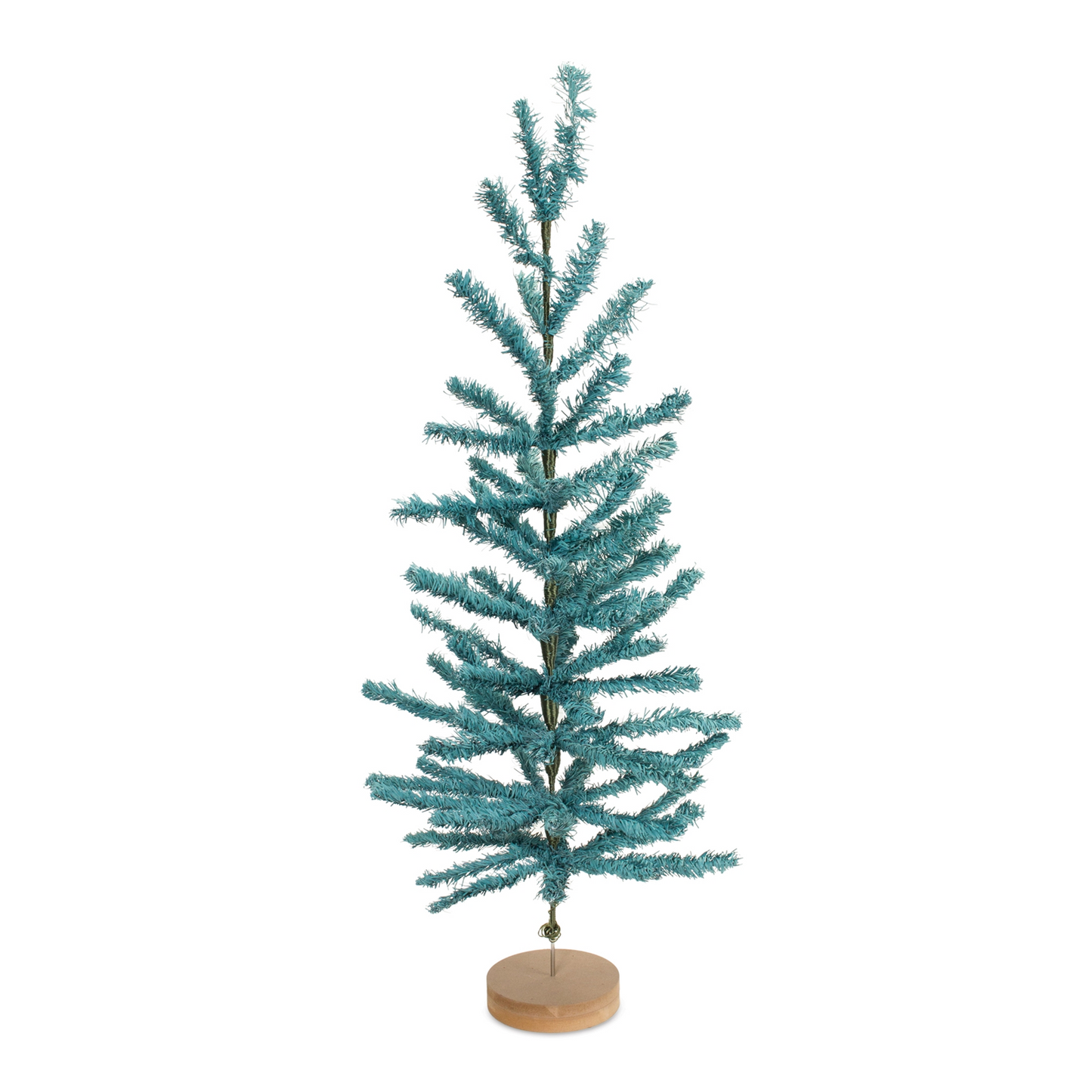 Turquoise Pine Tree with Wood Base (Set of 2) -Ship Only