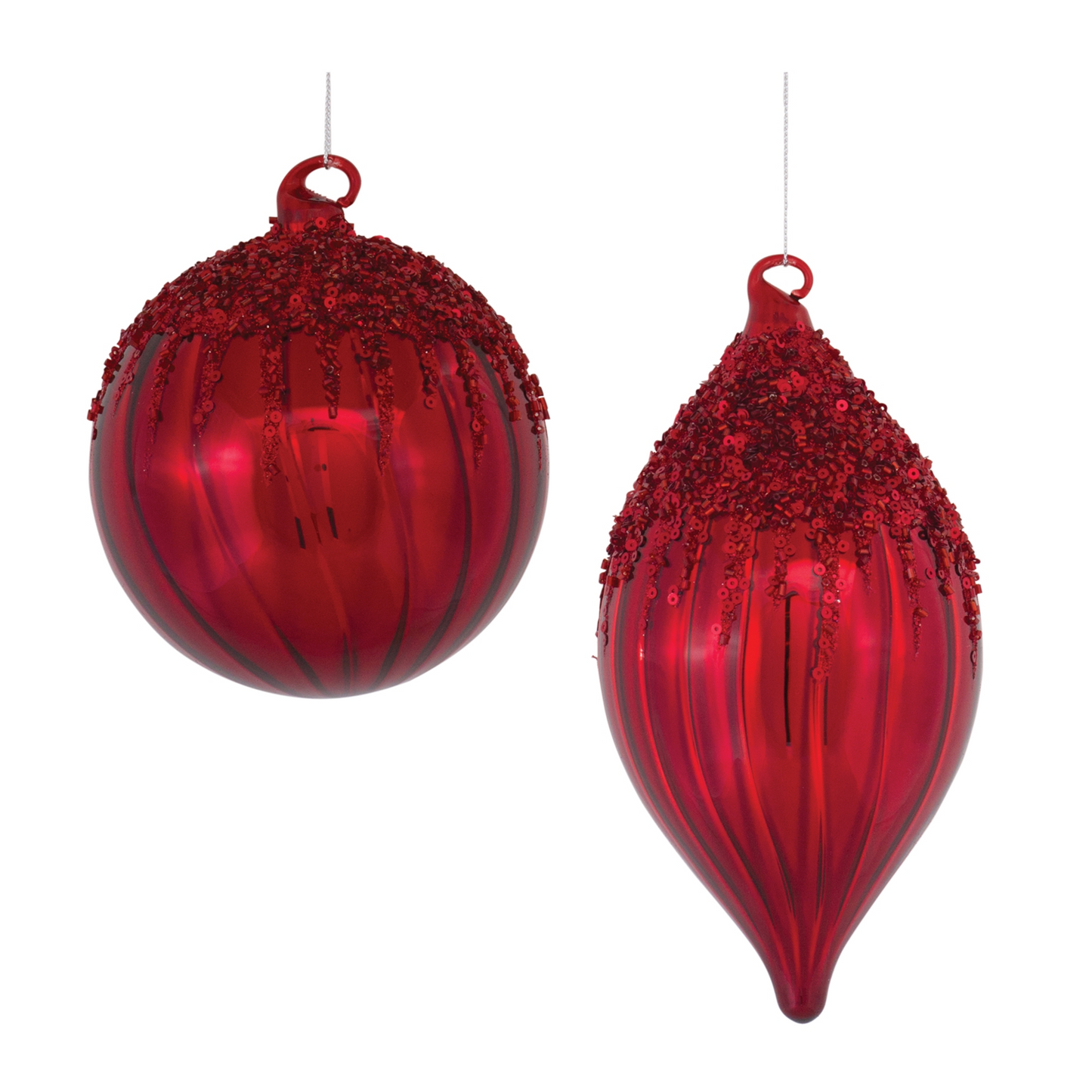 Sequined Glass Ornament (Set of 4) -Ship Only