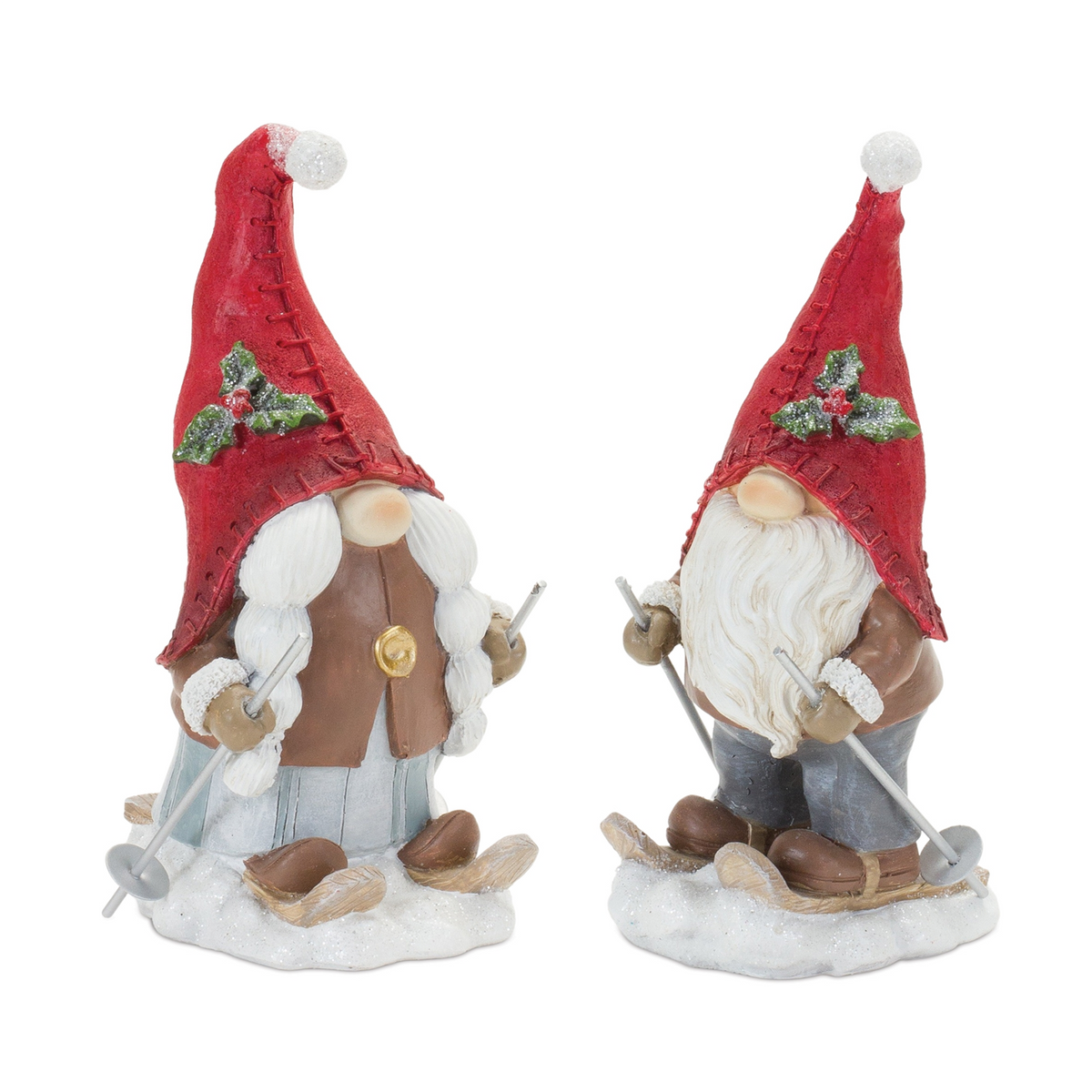 Winter Gnome on Skis Figurine (Set of 4) -Ship Only