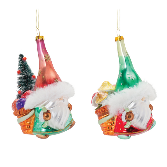 Glass Santa Gnome Ornament (Set of 6) -Ship Only