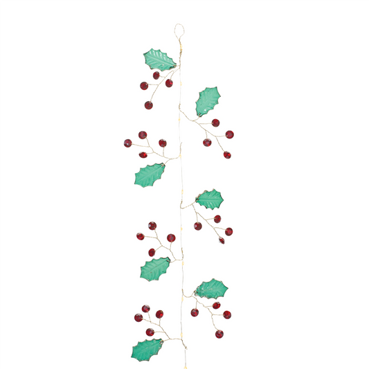 Holly and Gem Garland (Set of 2) 5.5'L Plastic -Ship Only