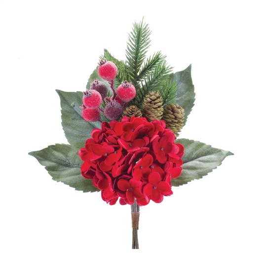 Hydrangea/Pine Pick (Set of 2) 18.5"H Polyester -Ship Only