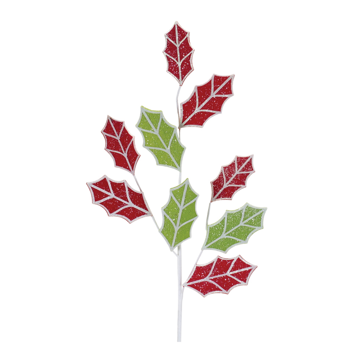 Glittered Fabric Holly Spray (Set of 6) -Ship Only