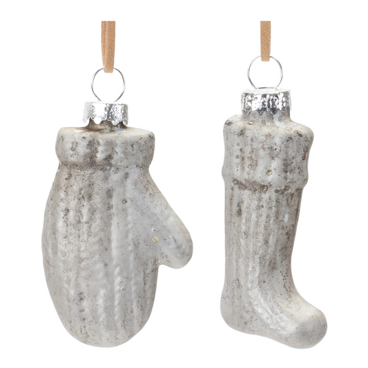 Glass Mitten and Stocking Ornament (Set of 12) -Ship Only