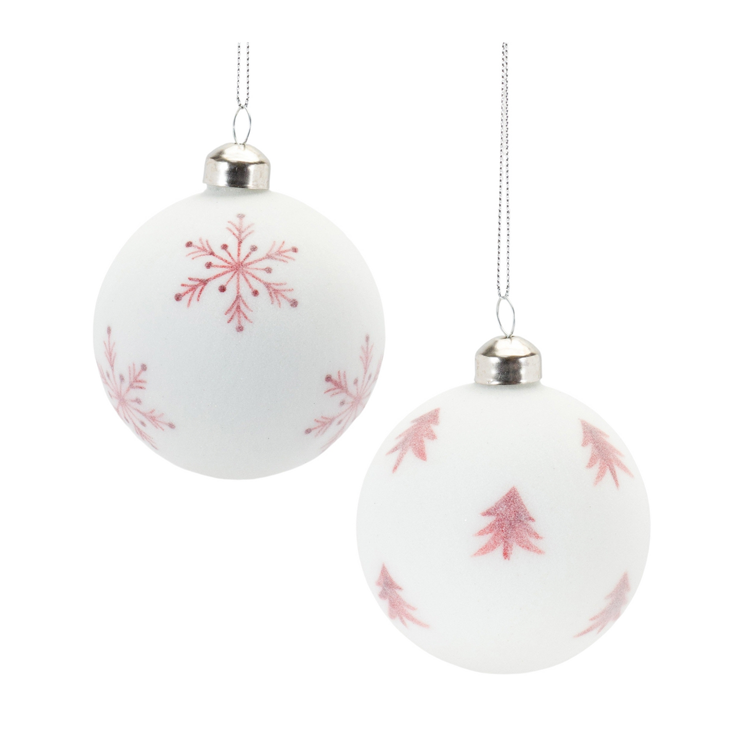 Frosted Snowflake and Tree Ball Ornament (Set of 12) -Ship Only