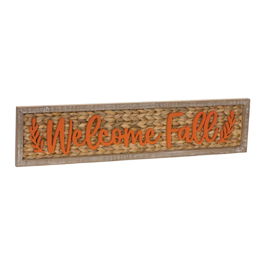 Woven Welcome Fall Sign 32"L -Ship Only