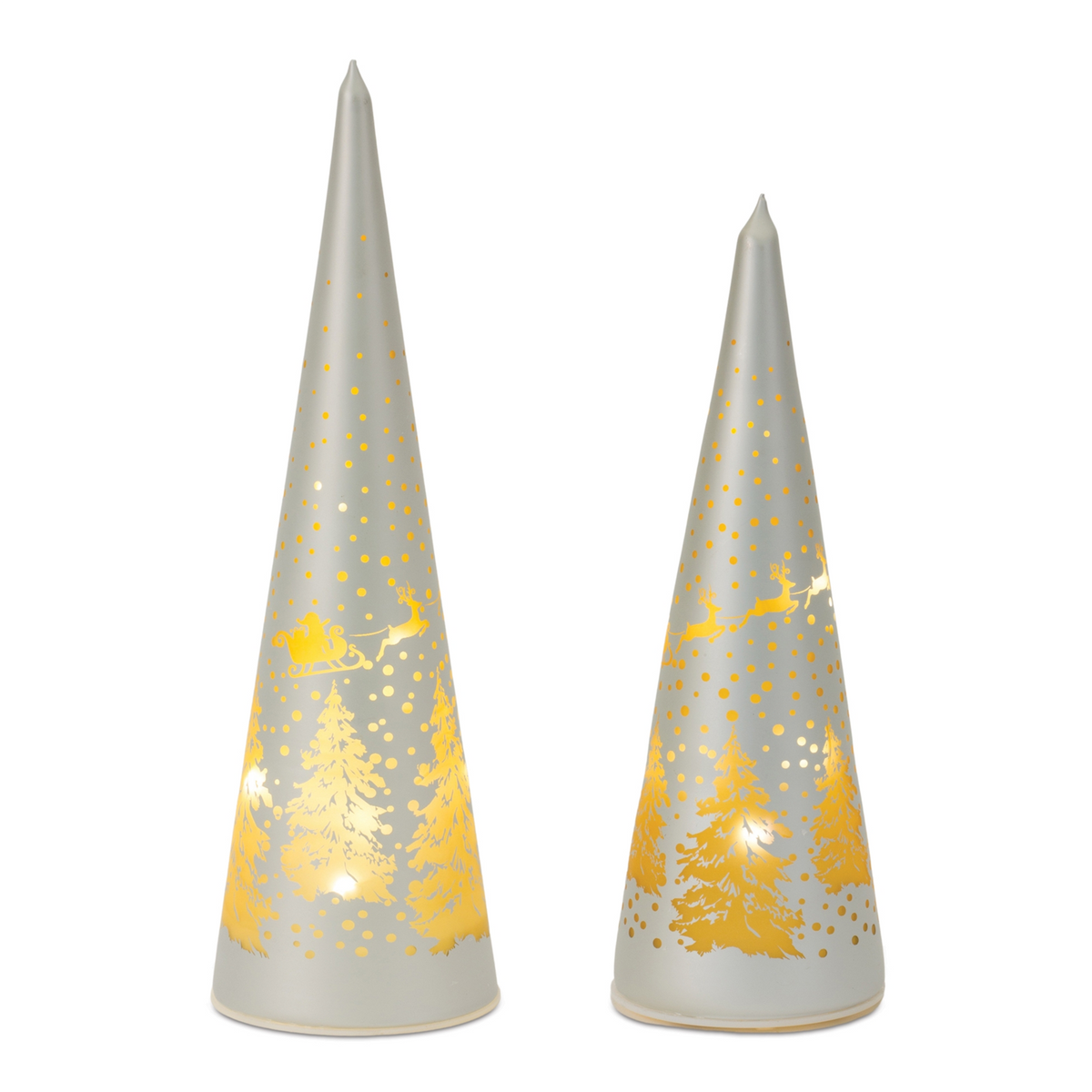 LED Frosted Glass Tree Decor (Set of 2) -Ship Only