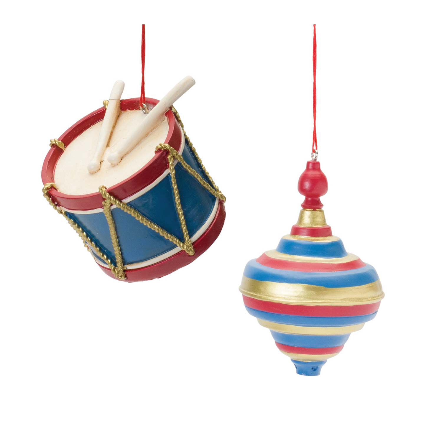 Toy Drum and Top Spinner Ornament (Set of 12) -Ship Only