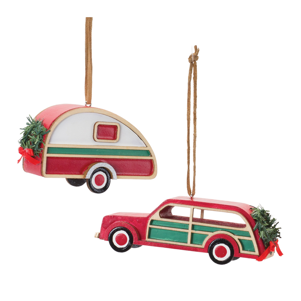 Vintage Camper and Car Ornament (Set of 12) -Ship Only