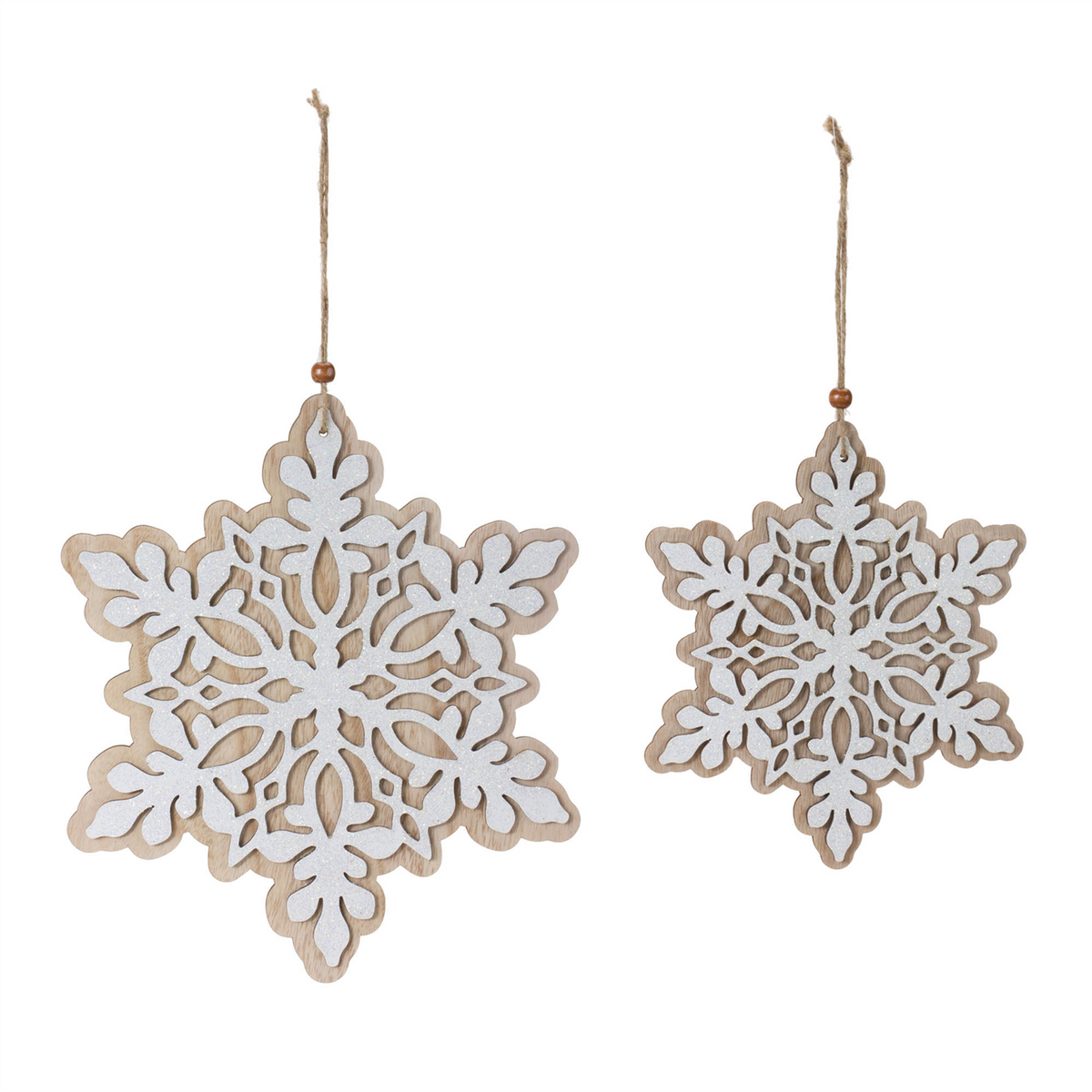 Snowflake Ornament (Set of 24) 7"H, 9"H Wood -Ship Only