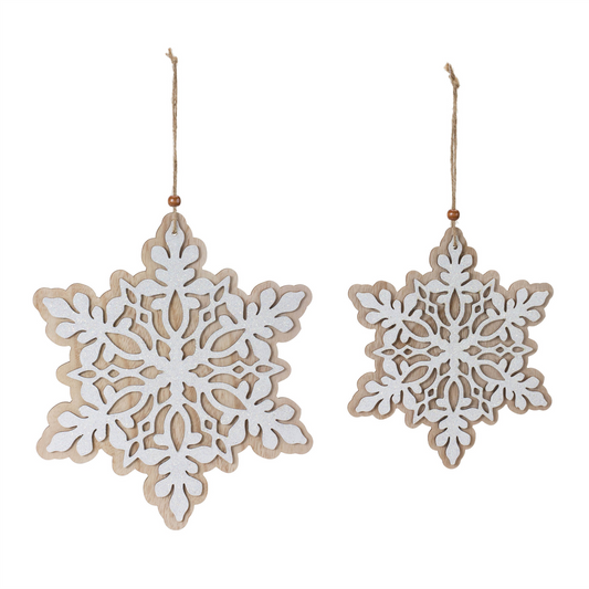 Snowflake Ornament (Set of 24) 7"H, 9"H Wood -Ship Only