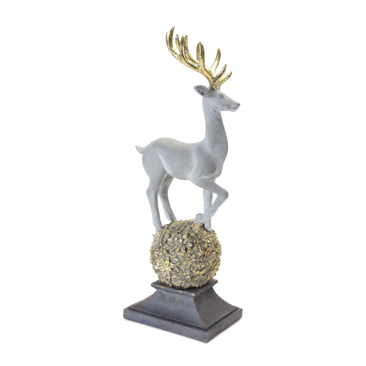 Winter Deer Figurine on Orb 14"H -Ship Only