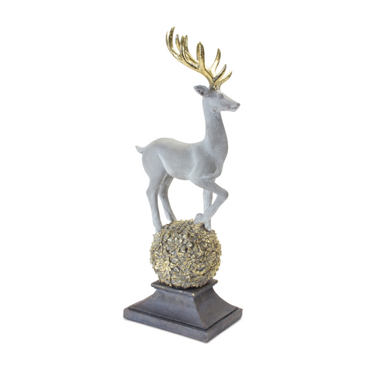 Winter Deer Figurine on Orb 14"H -Ship Only