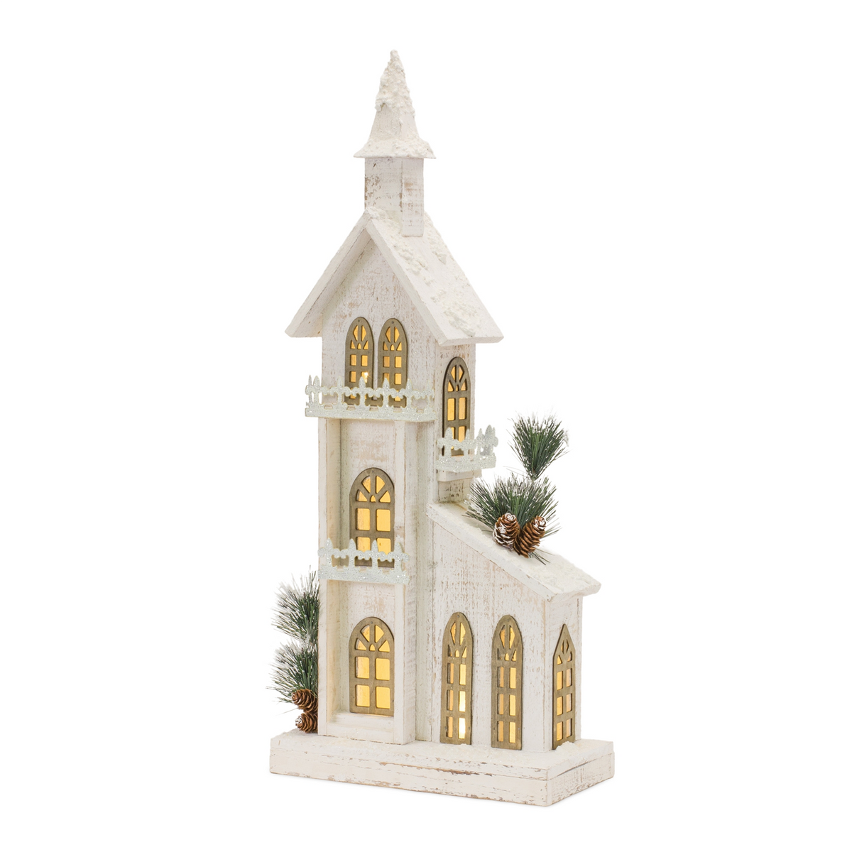 LED Church 11"L x 27"H Wood 3 AA Batteries, Not Included or USB Cord Included -Ship Only