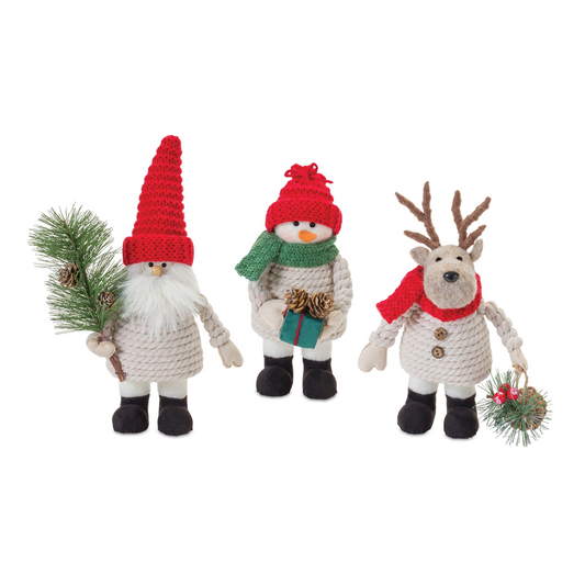 Santa/Snowman/Moose (Set of 6) 8"H, 9"H, 10.5"H Fabric -Ship Only