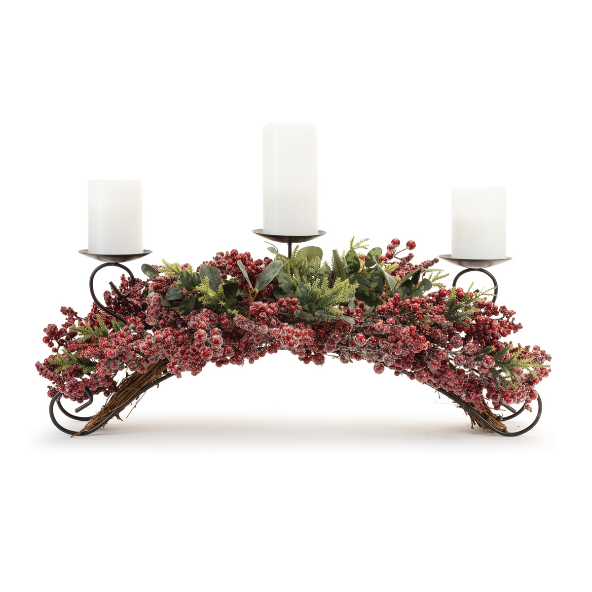 Pine and Berry Centerpiece 31"L x 11"H Plastic -Ship Only