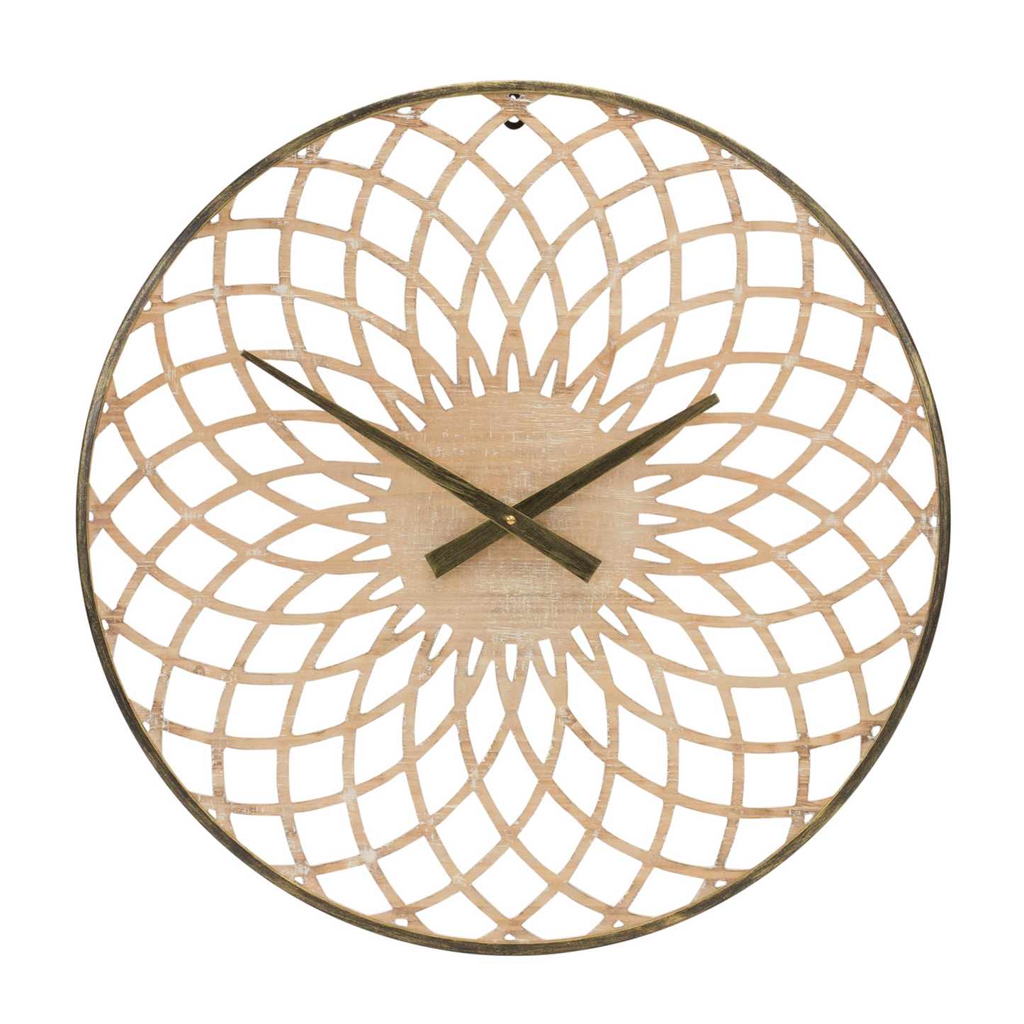 Round Lattice Wood Wall Clock 23.75"D -Ship Only
