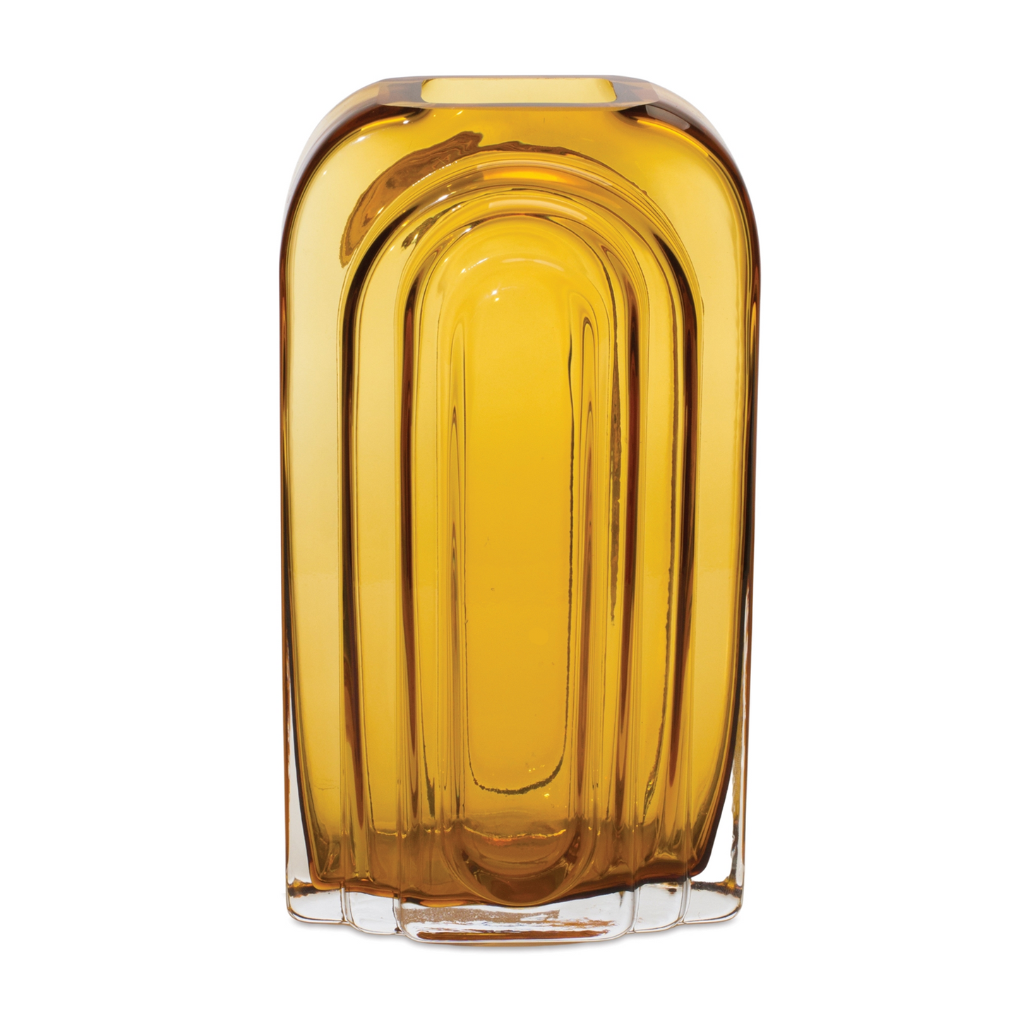 Rounded Amber Glass Vase 9.75"H -Ship Only