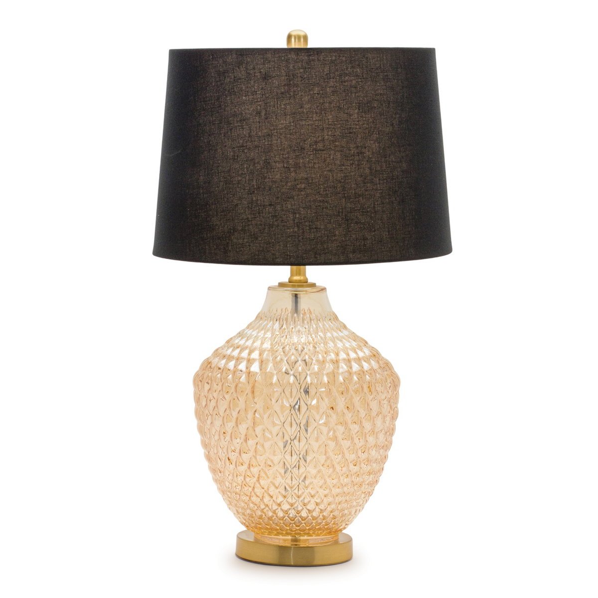 Table Lamp 28.5”H Metal/Glass/Linen Max 60W -Ship Only