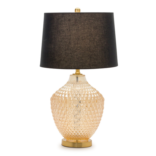 Table Lamp 28.5”H Metal/Glass/Linen Max 60W -Ship Only